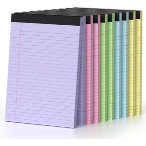 8.5 x 11 Legal Pads, Colored Legal Pads, Wide Ruled, 12 Pack Note Pads 8.5 x 11, Multicolor Perforated Note Pads with Sturdy White Back, Writing Pad,30 Sheets Per Notepad for School, Home, Office