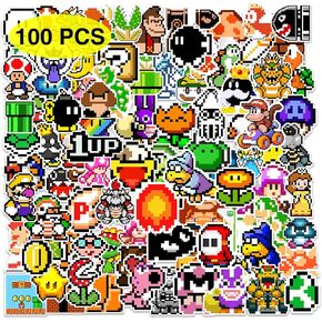 Pounchi Cute Cartoon Stickers (100 Pcs) Pixel Video Game Stickers Merchandise Gifts for Party Supplies Decorations Laptop Water Bottle Vinyl Stickers for Teens Kids
