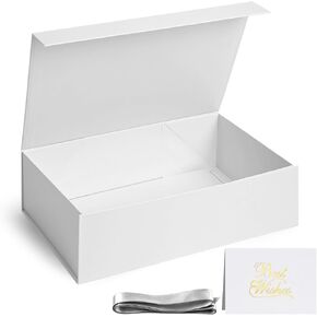 VGOODALL White Gift Box with Lid, 13x9x4 Inch Large Magnetic Closure Gift Box for Bridesmaid Proposal, Wedding, Birthday, Anniversary
