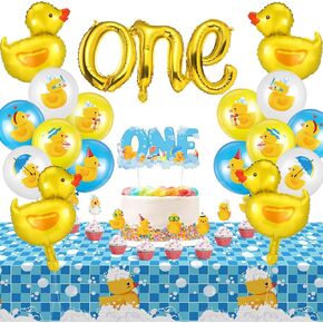 44 PCS Duck 1st عيد ميلاد ديكورات صفراء البط بطة المطاط اللاتكس البالون