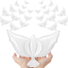 12 Pcs White Doves Balloons 19.7 Inch Small Memorial Peace Dove Balloons Foil Pigeon Bird for Funeral Wedding Birthday Engagement Party Decoration Supplies
