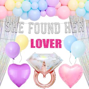 LaVenty She Found Her Lover Banner Balloon Bachelorette Party Decorations Rainbow Lover Bachelorette Party Decorations Bridal Shower Decorations