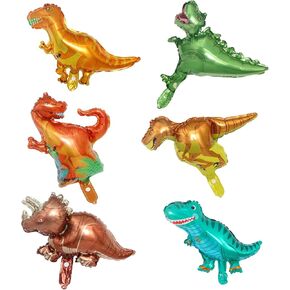 6 Pieces Dinosaur Balloons Mini Foil Balloon Kit 3D Dinosaur Balloon for Birthday Party Dinosaur Jungle Theme Party Baby Shower Supplies Decoration