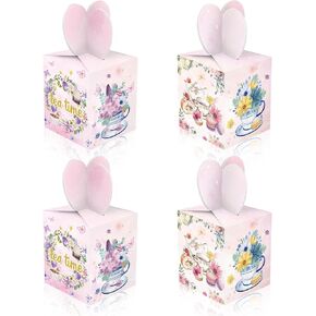 Fulya Tech 12 PCS Tea Time Time Day Small ، صناديق الهدايا ، الربيع عتيقة Teapot Floral Candy Boxes Candy Goodie Boxes Party Tea Partn