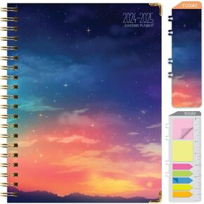 HARDCOVER Academic Year 2024-2025 Planner: (June 2024 Through July 2025) 8.5"x11" Daily Weekly Monthly Planner Yearly Agenda. Bookmark, Pocket Folder and Sticky Note Set (Tranquil Escape)