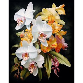 5D Diamond Painting Kits by Number for Adults Orchid Flowers Diamond Art Diamond Painting Full Round Drill Color Rhinestone Embroidery Craft Kits for Home Wall Decor Kits 40x50cm(1-26)