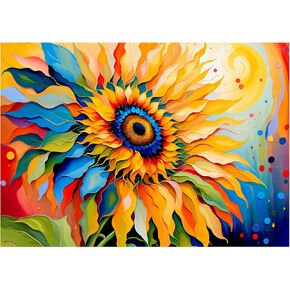Rocorose Sunflower Jigsaw Puzzle for Adults 1000 Pieces, Colorful Gradient Flower Artwork Family Puzzle Challenging Fun Activity Floral Puzzle Game Great Gift for Paint Lovers
