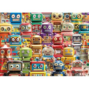 Ravensburger Retro Robots 500 Piece Large-Format Puzzle | Educational Fun with Vintage Toy Robots | Artwork by Michael David Ward | Ideal for Puzzle Enthusiasts & Collectors