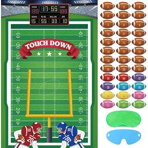 Hxezoc Pin The Football On The Goalpost Game With 36 Pcs Football Stickers, Large Football Party Games Poster for Kids Birthday Party, Carnival Party Decoration Supplies