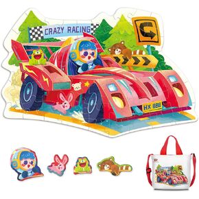 ELX 57 Piece Site Vemicle Jigsaw Puzzle for Kids 3+, Large Floor Puzzle for Preschool Learning with Storage Bag, Educational Toy Gift Birthday and Christmas for Boys Girls
