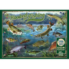 Cobble Hill 1000 Piece Puzzle - Hooked on Fishing - Sample Poster Included