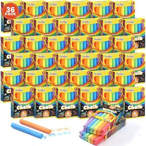 432 COUNT MINI Chalk مجموعة للأطفال (36 صندوقًا) ، تفضلات الحفلات على الرصيف غير السامة للبنين والبنات ، على Chalks Sidewalk Bulk للأطفال الصغار ، جوائز الفصول الدراسية الفنية ، مستلزمات حقيبة Goodie.