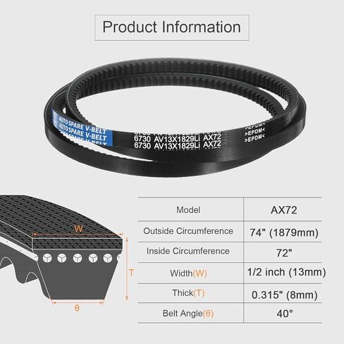 uxcell 3 Pcs AX41 EPDM V-Belt, Raw Edge Cogged Industrial Rubber V Belt 1/2" Width x 41" Inside Circumference in Saudi Arabia