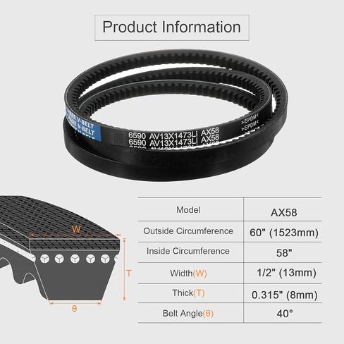 uxcell 3 Pcs AX41 EPDM V-Belt, Raw Edge Cogged Industrial Rubber V Belt 1/2" Width x 41" Inside Circumference in Saudi Arabia