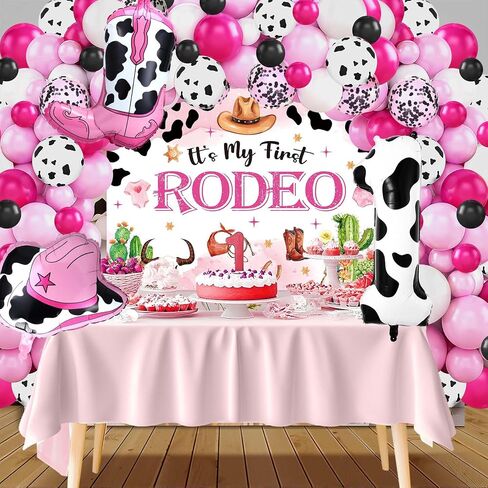 Western Cowgirl 1st Rodeo Birthday Decorations for Girls Pink Wild West Its My First Rodeo Birthday Backdrop Cowgirl Balloon Garland Arch Kit for Western 1 Year Old Girl Party Supplies Baby Shower in Saudi Arabia