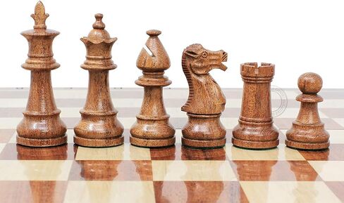 House of Chess - Victorian Staunton Golden Acacia Wood Chess Set - 14 x 14 Inches Wooden Folding Chess Board with Algebraic Notation - Wooden Chess Pieces with King Height 3 Inches + 2 Extra Queens in Saudi Arabia