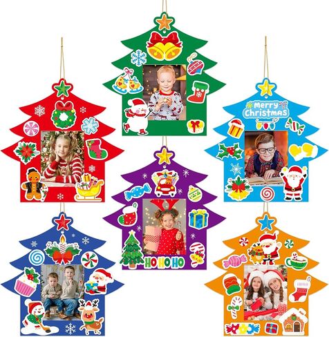 MOUNMDA 30 Pack Christmas Photo Frame Craft Kits for Kids DIY Christmas Tree Photo Frame Ornaments Tree Decoration Classroom Party Activity in Saudi Arabia