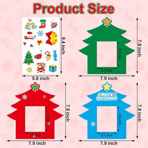 MOUNMDA 30 Pack Christmas Photo Frame Craft Kits for Kids DIY Christmas Tree Photo Frame Ornaments Tree Decoration Classroom Party Activity in Saudi Arabia