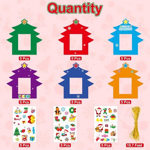 MOUNMDA 30 Pack Christmas Photo Frame Craft Kits for Kids DIY Christmas Tree Photo Frame Ornaments Tree Decoration Classroom Party Activity in Saudi Arabia
