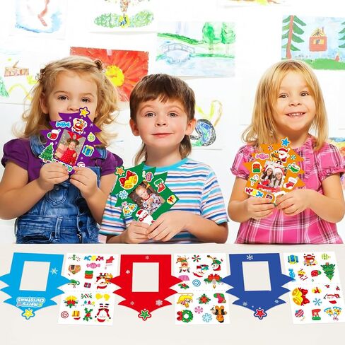 MOUNMDA 30 Pack Christmas Photo Frame Craft Kits for Kids DIY Christmas Tree Photo Frame Ornaments Tree Decoration Classroom Party Activity in Saudi Arabia