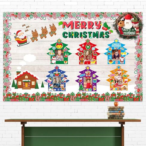 MOUNMDA 30 Pack Christmas Photo Frame Craft Kits for Kids DIY Christmas Tree Photo Frame Ornaments Tree Decoration Classroom Party Activity in Saudi Arabia