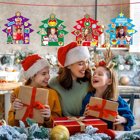 MOUNMDA 30 Pack Christmas Photo Frame Craft Kits for Kids DIY Christmas Tree Photo Frame Ornaments Tree Decoration Classroom Party Activity in Saudi Arabia