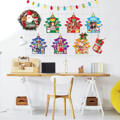 MOUNMDA 30 Pack Christmas Photo Frame Craft Kits for Kids DIY Christmas Tree Photo Frame Ornaments Tree Decoration Classroom Party Activity in Saudi Arabia