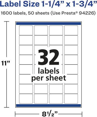 Avery Matte White Rectangle Labels with Sure Feed, 1.25" x 1.75", 800 Matte White Printable Labels in Kuwait