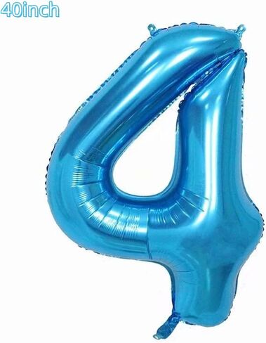 40inch Blue Airplane Number 4 Balloon, 4 Pack, Boys, Girls, All Ages, Birthday, Anniversary, Baby Shower in Kuwait