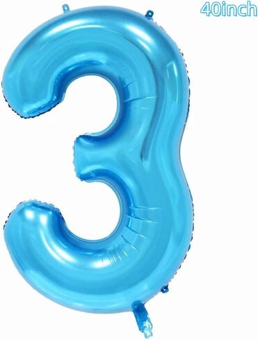40inch Blue Airplane Number 4 Balloon, 4 Pack, Boys, Girls, All Ages, Birthday, Anniversary, Baby Shower in Kuwait
