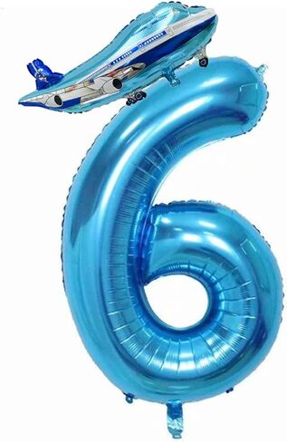 40inch Blue Airplane Number 4 Balloon, 4 Pack, Boys, Girls, All Ages, Birthday, Anniversary, Baby Shower in Kuwait
