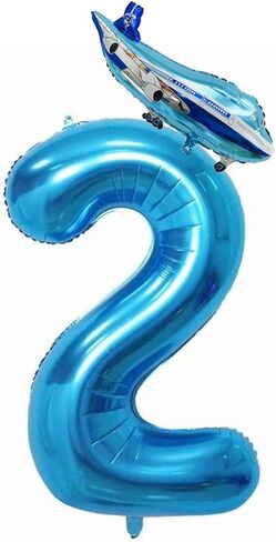 40inch Blue Airplane Number 4 Balloon, 4 Pack, Boys, Girls, All Ages, Birthday, Anniversary, Baby Shower in Kuwait