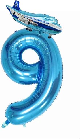 40inch Blue Airplane Number 4 Balloon, 4 Pack, Boys, Girls, All Ages, Birthday, Anniversary, Baby Shower in Kuwait