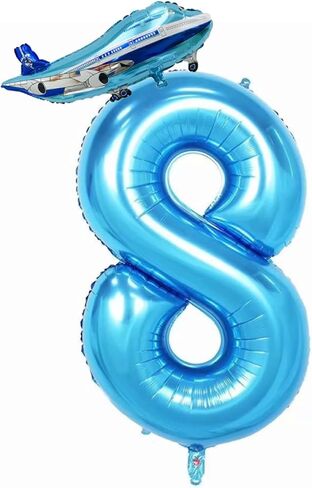 40inch Blue Airplane Number 4 Balloon, 4 Pack, Boys, Girls, All Ages, Birthday, Anniversary, Baby Shower in Kuwait