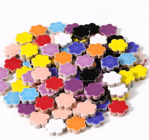 170g Ceramic Mosaic Tiles Pieces, Heart Star Oval Round Flower Shape Mosaics for Crafts Bulk,Student Adults Mosaic Kits Making (Star（Blue）) in Saudi Arabia