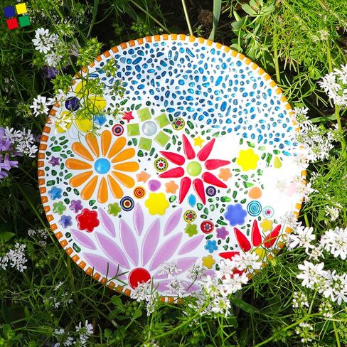 170g Ceramic Mosaic Tiles Pieces, Heart Star Oval Round Flower Shape Mosaics for Crafts Bulk,Student Adults Mosaic Kits Making (Star（Blue）) in Saudi Arabia
