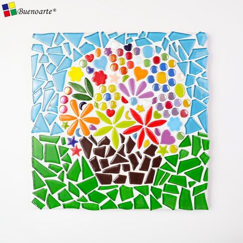 170g Ceramic Mosaic Tiles Pieces, Heart Star Oval Round Flower Shape Mosaics for Crafts Bulk,Student Adults Mosaic Kits Making (Star（Blue）) in Saudi Arabia