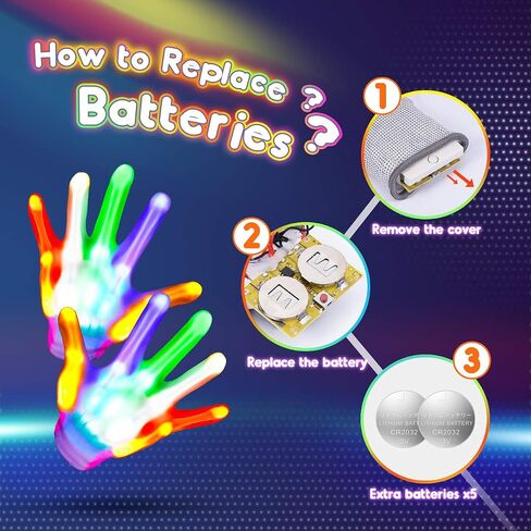 Cool Toys LED Gloves,Boys Toys Age 3-5 6-8 8-12 Year Old with 6 Flash Mode,Fun Toys Gifts for Halloween Christmas Birthday in Saudi Arabia
