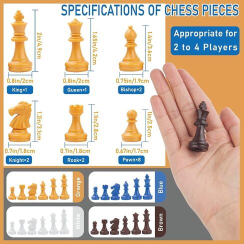Three or Four Players Chess Set：A Leather Game Mat + 4 Packs of Pieces (64 Pieces) + 1 Game Manual + A Drawstring Storage Bag. A Strategy Chess Game for 2-4 Players in Saudi Arabia