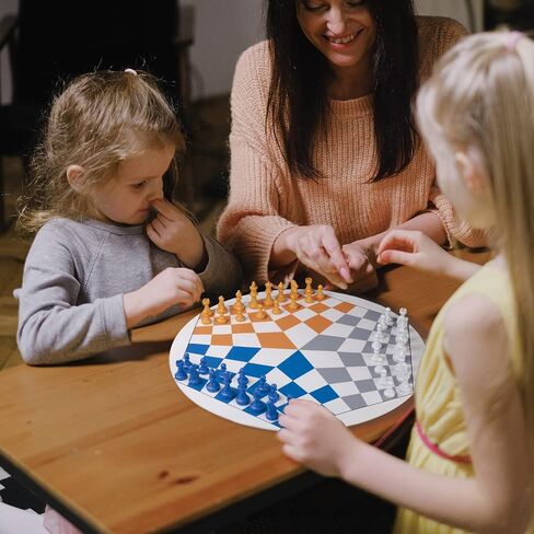 Three or Four Players Chess Set：A Leather Game Mat + 4 Packs of Pieces (64 Pieces) + 1 Game Manual + A Drawstring Storage Bag. A Strategy Chess Game for 2-4 Players in Saudi Arabia
