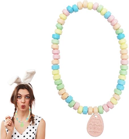 Easter Bunny Candy Necklace, Multicolor Fruit-Flavored Chewables for Party Favors in Kuwait