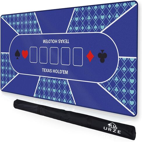 طاولة البوكر أعلى - قابلة للطي 70 "× 35" حصيرة لعبة البوكر Texas Hold'em مع الدعم غير المنزلق وحقيبة الحمل السوستة - مقاومة للماء ومحمولة طاولة الكازينو Topper Lights حتى 10 لاعبين in Saudi Arabia