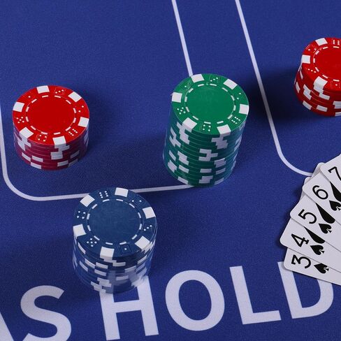 طاولة البوكر أعلى - قابلة للطي 70 "× 35" حصيرة لعبة البوكر Texas Hold'em مع الدعم غير المنزلق وحقيبة الحمل السوستة - مقاومة للماء ومحمولة طاولة الكازينو Topper Lights حتى 10 لاعبين in Saudi Arabia