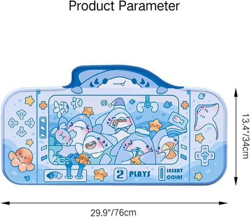 PERFECTSIGHT Cute Shark Party Desk Mat Kawaii Desk Pad, Switch Large Gaming Mouse Pad, Funny Crane Machine Deskmat Mousepad, Anime Desk Blotter Protector Laptop Keyboard Pad for Women Kids Girls Boys in Kuwait