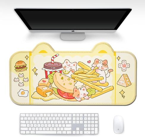 PERFECTSIGHT Cute Shark Party Desk Mat Kawaii Desk Pad, Switch Large Gaming Mouse Pad, Funny Crane Machine Deskmat Mousepad, Anime Desk Blotter Protector Laptop Keyboard Pad for Women Kids Girls Boys in Kuwait