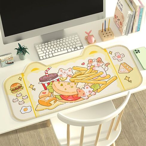 PERFECTSIGHT Cute Shark Party Desk Mat Kawaii Desk Pad, Switch Large Gaming Mouse Pad, Funny Crane Machine Deskmat Mousepad, Anime Desk Blotter Protector Laptop Keyboard Pad for Women Kids Girls Boys in Kuwait