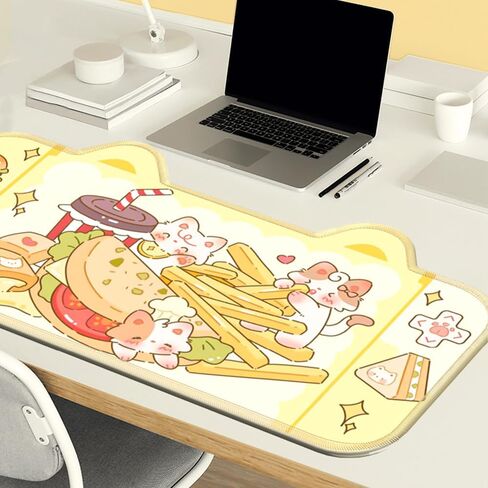 PERFECTSIGHT Cute Shark Party Desk Mat Kawaii Desk Pad, Switch Large Gaming Mouse Pad, Funny Crane Machine Deskmat Mousepad, Anime Desk Blotter Protector Laptop Keyboard Pad for Women Kids Girls Boys in Kuwait