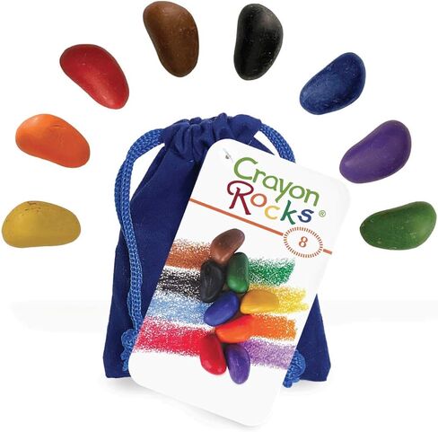 Crayon Rocks, Crayons in a Rock Shape, 8 Colors, Tripod Grip Made For Handwriting Development in Kids and Toddlers, Fun & Educational, Creative Activity, Comes in a Blue Velvet Bag in Saudi Arabia