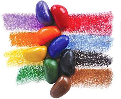 Crayon Rocks, Crayons in a Rock Shape, 8 Colors, Tripod Grip Made For Handwriting Development in Kids and Toddlers, Fun & Educational, Creative Activity, Comes in a Blue Velvet Bag in Saudi Arabia