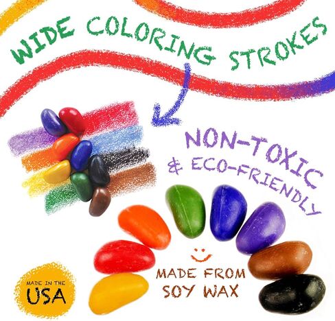 Crayon Rocks, Crayons in a Rock Shape, 8 Colors, Tripod Grip Made For Handwriting Development in Kids and Toddlers, Fun & Educational, Creative Activity, Comes in a Blue Velvet Bag in Saudi Arabia